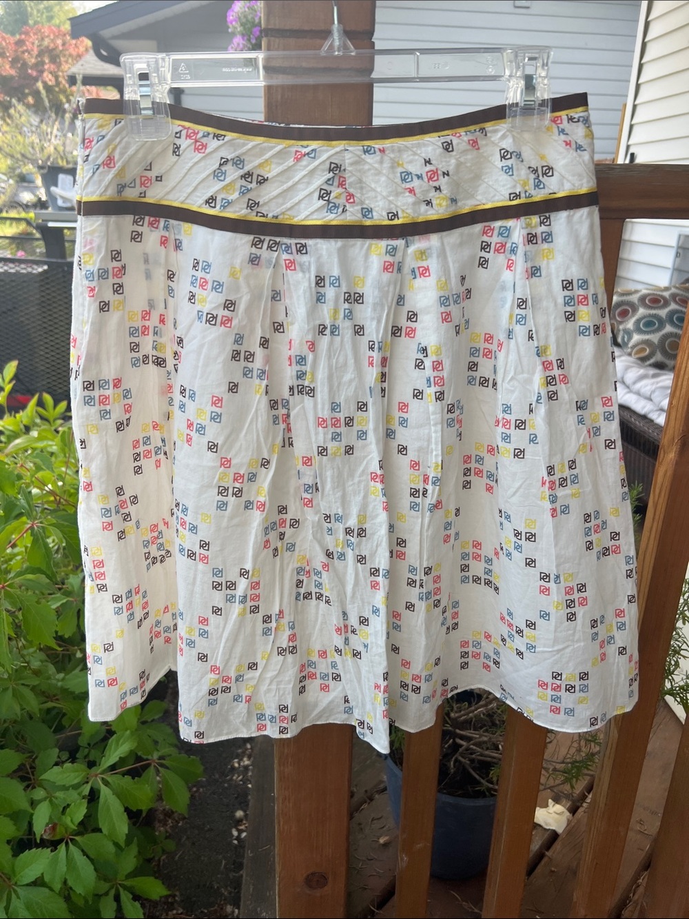 Vintage Ports International Monogram Pleated A-Line Skirt - Size 6